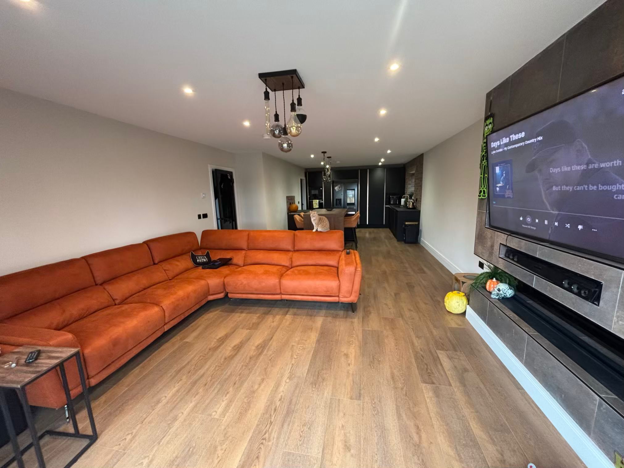 Finished open-plan kitchen and living space by Transform Garage Conversions