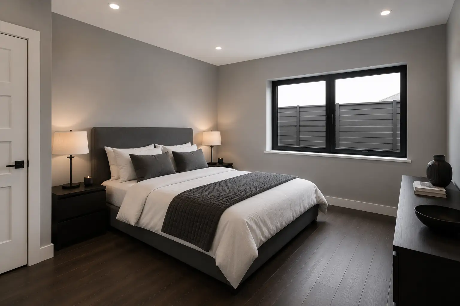 Calm bedroom illustrating a garage bedroom conversion