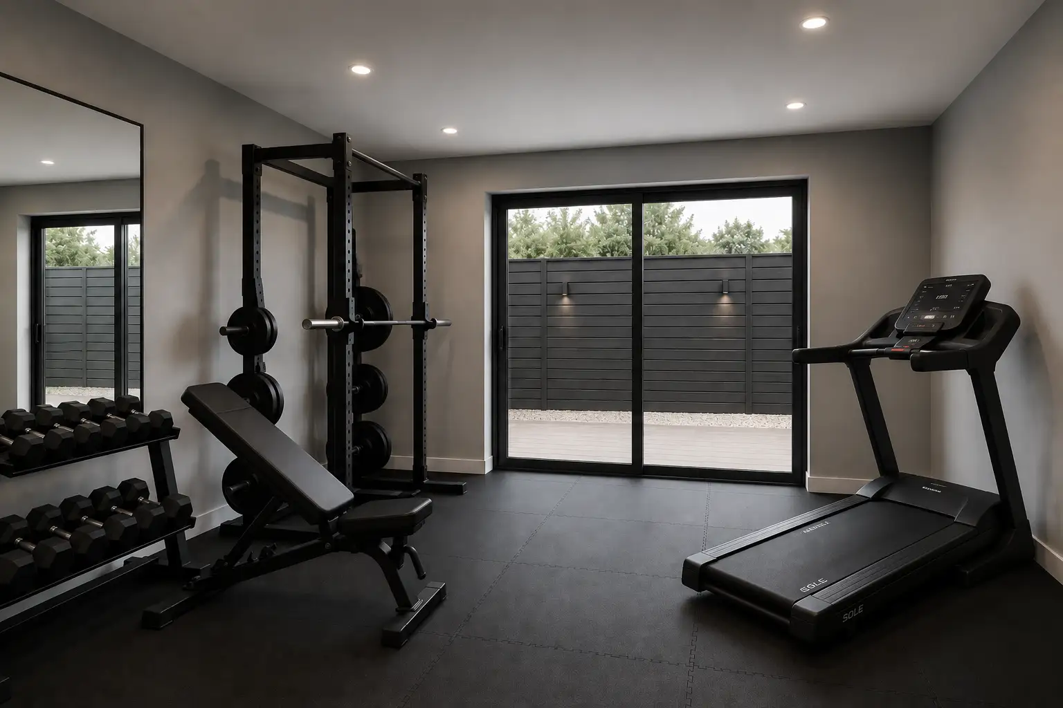 Purpose-built home gym illustrating a garage gym conversion
